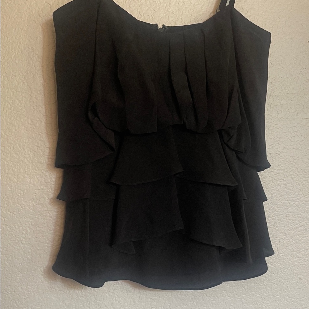 BCBG MaxAzaria 100% Silk Black Layered tiered Women's tank top - Picture 3 of 8